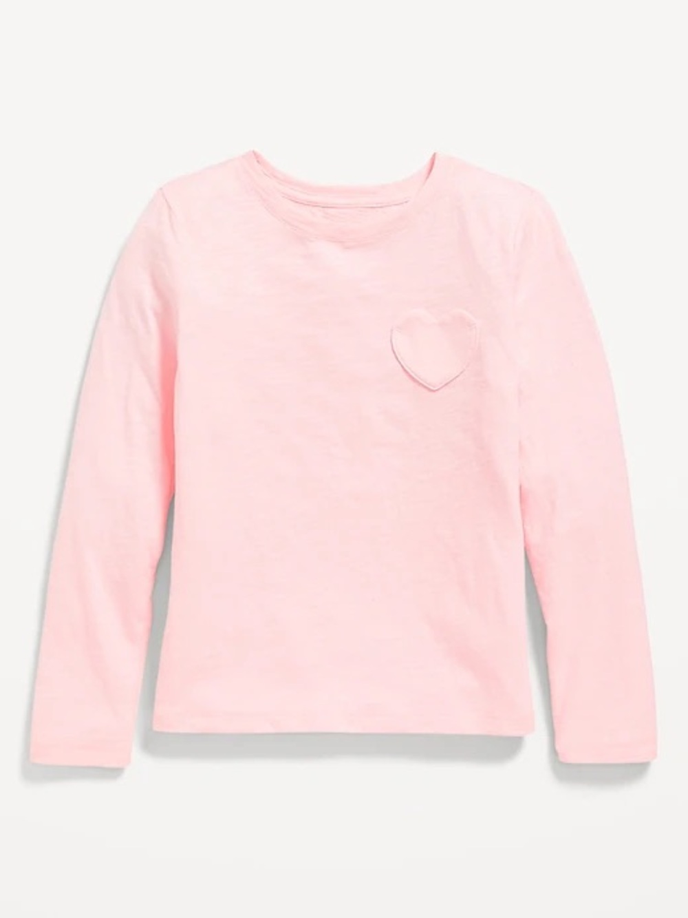 Old Navy Girls Light Pink Long-Sleeve Tee with Heart Patch